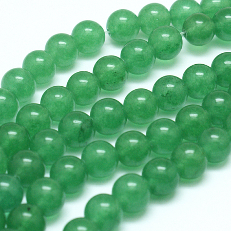 Honeyhandy Natural Malaysia Jade Bead Strands, Dyed, Round, Green, 6mm, Hole: 1mm, about 63pcs/strand, 15.5 inch