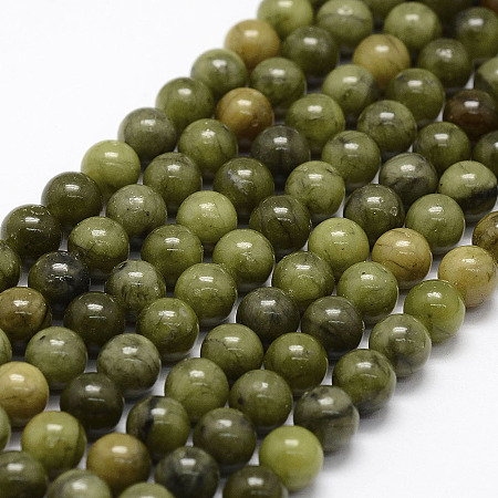 Honeyhandy Natural Chinese Jade Beads Strands, TaiWan Jade, Round, 6mm, Hole: 1mm, about 58~60pcs/strand, 15 inch