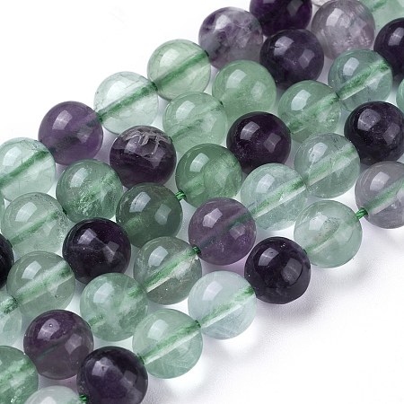 Honeyhandy Natural Green Fluorite Beads Strands, Round, 8mm, Hole: 1mm, about 51pcs/strand, 15.35 inch