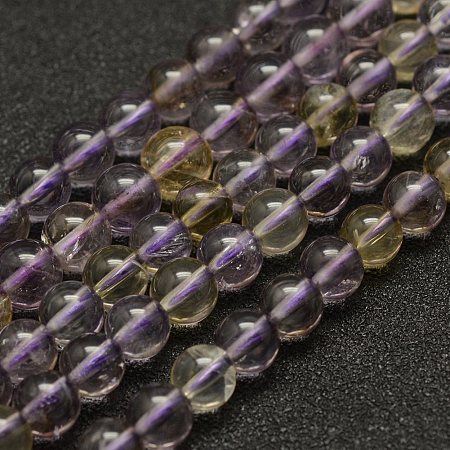 Honeyhandy Natural Ametrine Beads Strands, Round, 6mm, Hole: 1mm, about 70pcs/strand, 15.3 inch(39cm)