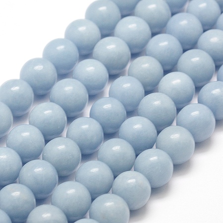 Honeyhandy Natural Angelite Beads Strands, Anhydrite Beads, Round, 8mm, Hole: 1mm, about 46pcs/strand, 15.5 inch(39.5cm)