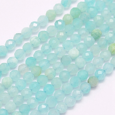 Honeyhandy Natural Amazonite Beads Strands, Grade A, Faceted, Round, 2mm, Hole: 0.5mm, about 223pcs/strand, 15.7 inch(40cm)