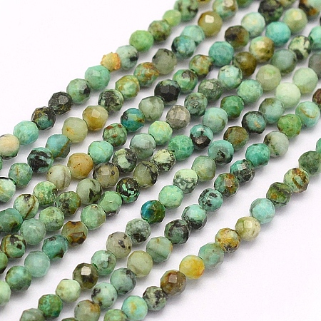 Honeyhandy Natural African Turquoise(Jasper) Beads Strands, Faceted, Round, 3mm, Hole: 0.5mm, about 119pcs/strand, 15.7 inch(40cm)