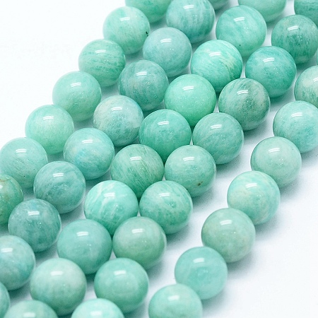 Honeyhandy Natural Amazonite Beads Strands, Round, 9mm, Hole: 0.8mm, about 44pcs/strand, 15.7 inch(40cm)