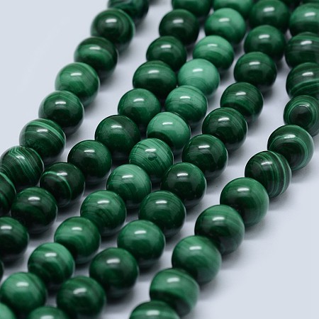 Honeyhandy Natural Malachite Beads Strands, Grade A, Round,  4mm, Hole: 0.6mm, about 95pcs/strand, 15.5 inch(39.5cm)