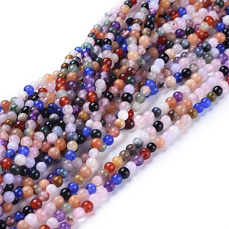 Natural Gemstone Beads Strands, Dyed, Mixed Stone, Round, 4~4.5mm, Hole: 0.7mm, about: 98pcs/Strand, 15.75 inches(40cm)