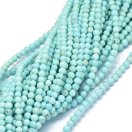 Honeyhandy Natural Howlite Beads Strands, Dyed & Heated, Round, 4mm, Hole: 0.5mm, about 93~94pcs/strand, 15.9~16.1 inch(40.3~40.8cm)