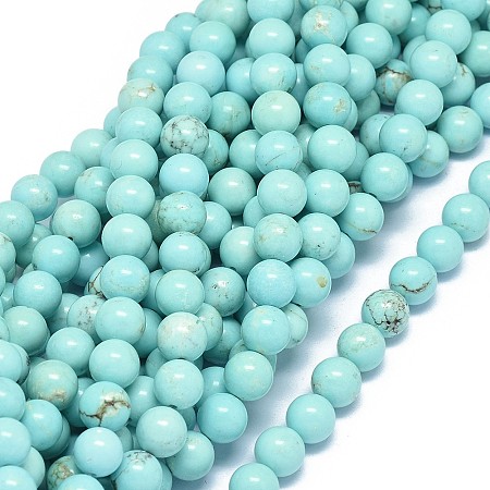Honeyhandy Natural Howlite Beads Strands, Dyed & Heated, Round, 8mm, Hole: 1mm, about 48pcs/strand, 15.7~16.1 inch(40~41cm)