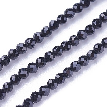 Honeyhandy Natural Spinel Beads Strands, Faceted, Round, 3~3.5mm, Hole: 0.5mm, about 115~130pcs/strand, 14.5~16.1 inch(37~41cm)