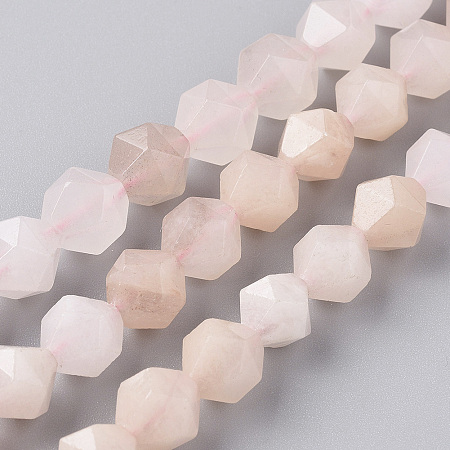 Honeyhandy Natural Pink Aventurine Beads Strands, Star Cut Round Beads, Faceted, 10mm, Hole: 1.2mm, about 39pcs/strand, 15.16 inch(38.5cm)