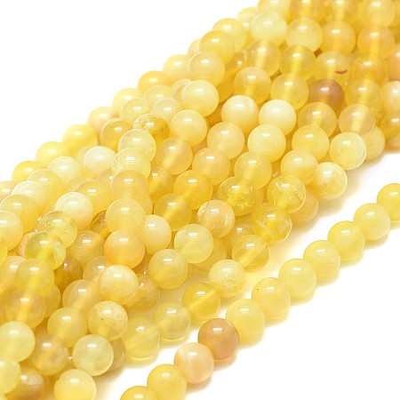 ARRICRAFT Natural Yellow Opal Beads Strands, Round, Grade A, 6mm, Hole: 0.8mm, about 64pcs/strand, 15.35 inches(39cm)