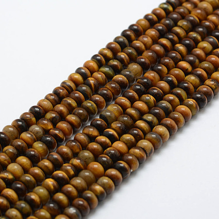 Honeyhandy Natural Tiger Eye Beads Strands, Rondelle, 6x4mm, Hole: 1mm, about 96~97pcs/strand, 15.3 inch(39cm)