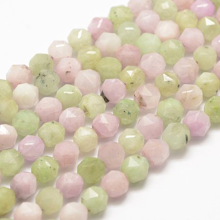 ARRICRAFT Natural Kunzite & Hiddenite Beads Strands, Spodumene Beads, Faceted, Round, 6.5~7mm, Hole: 1mm, about 54pcs/strand, 14.5~14.7 inches(37~37.5cm)