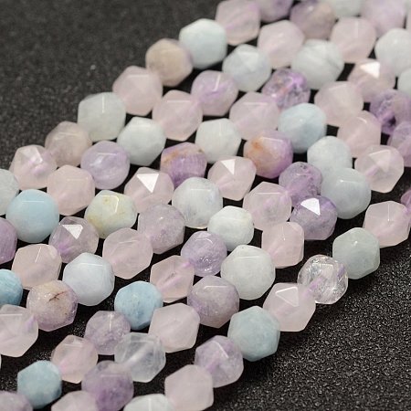 NBEADS 2 Strand 61pcs Natural Faceted Kunzite Precious Gemstone Loose Beads, 6mm Round Charm Beads for Jewelry Making, 1 Strand 14.5~14.7