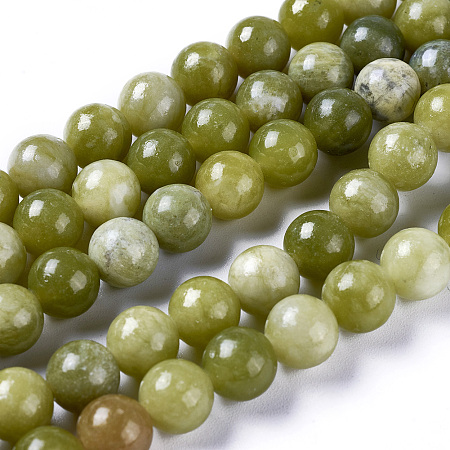 Honeyhandy Natural Chinese Jade Beads Strands, Round, 6mm, Hole: 1mm, about 64pcs/strand, 15.5 inch