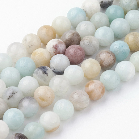 Natural Amazonite Bead Strands, Round, 6~6.5mm, Hole: 1mm; about 60pcs/strand, 14.9 inches(38cm)