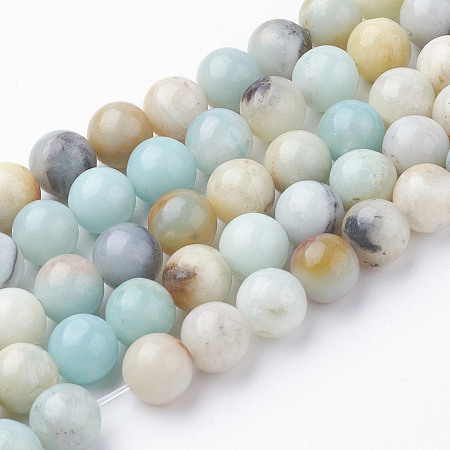 Natural Amazonite Bead Strands, Round, 8~8.5mm, Hole: 1mm; about 45~47pcs/strand, 14.9 inches(38cm)