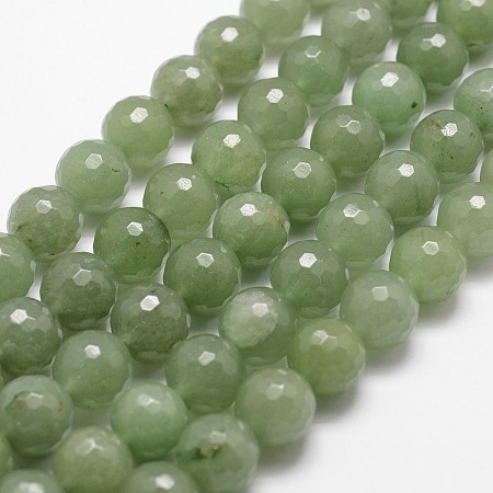 Honeyhandy Natural Green Aventurine Beads Strands, Faceted, Round, 6mm, Hole: 1mm, about 61pcs/strand, 14.9 inch~15.1 inch
