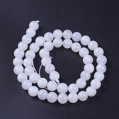 Honeyhandy Natural Moonstone Beads Strands, Grade AB, Round, 8mm, Hole: 1mm, about 50pcs/strand, 15.3 inch(39cm)