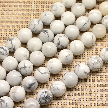 Honeyhandy Natural Howlite Beads Strands, Round, 10mm, Hole: 1mm,  about 38pcs/strand, 15.7 inch