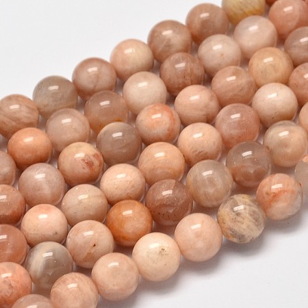 Honeyhandy Round Natural Sunstone Beads Strands, 8mm, Hole: 1mm, about 47pcs/strand, 15.4 inch.