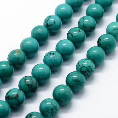 Honeyhandy Natural Howlite Beads Strands, Dyed & Heated, Round, 6mm, Hole: 0.8mm, about 63pcs/strand,  14.76 inch(37.5cm)