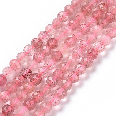 Honeyhandy Natural Strawberry Quartz Beads Strands, Round, 4mm, Hole: 0.7mm, about 100pcs/strand, 15.75 inch(40cm)