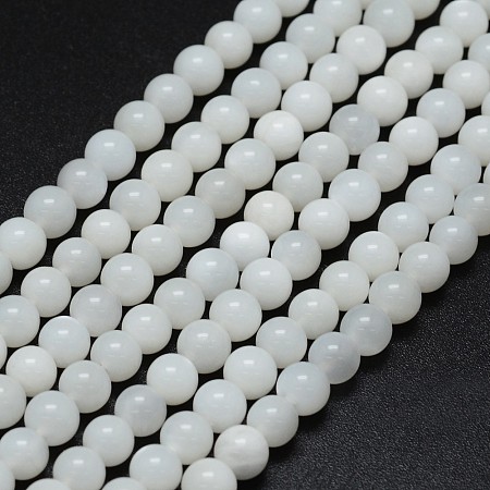 Honeyhandy Natural White Moonstone Beads Strands, Round, 4mm, Hole: 0.8mm, about 100pcs/strand, 15.75 inch(40cm)