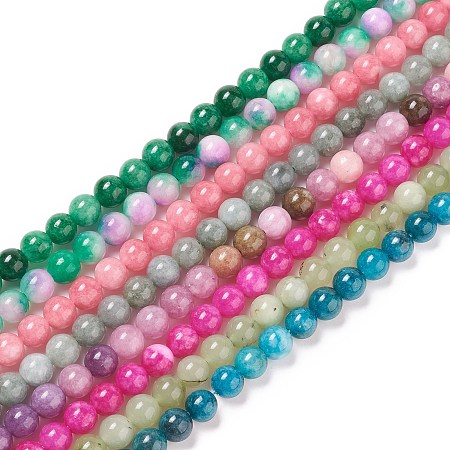 ARRICRAFT Dyed Natural White Jade Imitation Beads Strands, Round, Mixed Color, 8mm, Hole: 1mm; about 48pcs/strand, 15.16 inches(38.5cm)