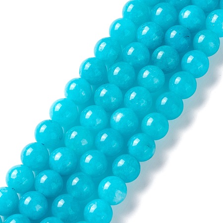 Honeyhandy Natural White Jade Imitation Amazonite Beads Strands, Round, Dyed, 8mm, Hole: 1mm, about 48pcs/strand, 15.16 inch(38.5cm)