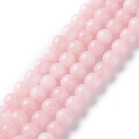 Honeyhandy Natural White Jade Imitation Pink Opal Beads Strands, Round, Dyed, 6mm, Hole: 0.8mm, about 61pcs/strand, 14.76 inch(37.5cm)