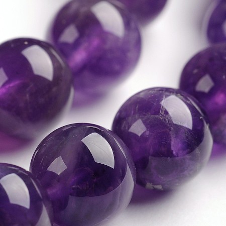 Honeyhandy Round Natural Amethyst Gemstone Bead Strands, 8mm, hole: 1mm, about 48pcs/strand, 14.9 inch