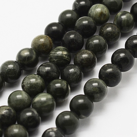 Honeyhandy Natural Green Wood Lace Stone Beads Strands, Round, 8mm, Hole: 1mm, about 44pcs/strand, 15 inch~16 inch(38~40.5cm)