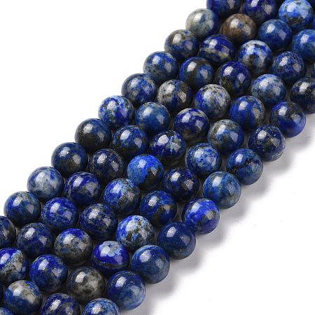 Natural Lapis Lazuli Beads Strands, Round, 8mm, Hole: 1mm, about 48pcs/strand, 15.5 inch(39cm)