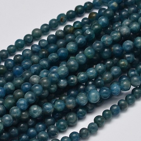 Honeyhandy Round Natural Apatite Beads Strands, Grade AB+, 4mm, Hole: 1mm, about 100pcs/strand, 15.7 inch