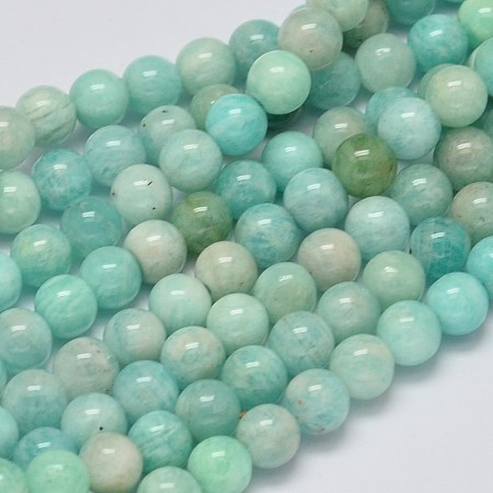 Honeyhandy Natural Amazonite Beads Strands, Round, 6mm, Hole: 0.8mm, about 64pcs/strand, 15.7 inch