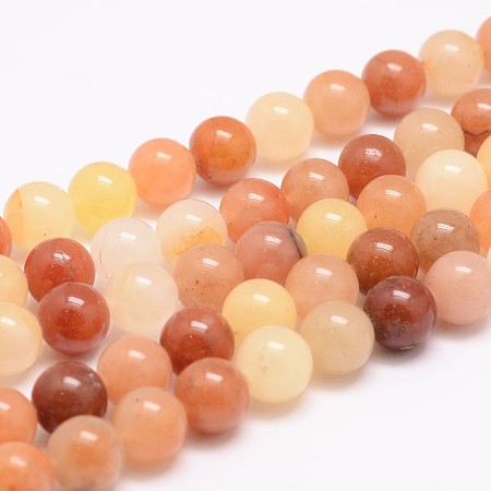 Honeyhandy Natural Topaz Jade Bead Strands, Round, 6mm, Hole: 1mm, about 63pcs/strand, 15.5 inch