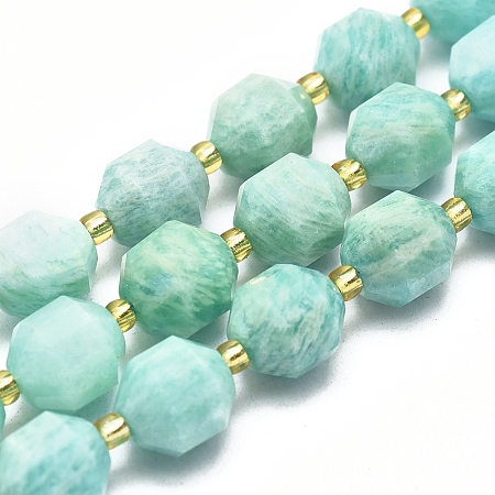 Honeyhandy Natural Amazonite Beads Strands, Faceted, Round, 9~10mm, Hole: 1mm, about 31~33pcs/Strand, 14.5 inch~15.9 inch(37~40.5cm)