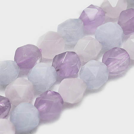 Honeyhandy Natural Aquamarine & Rose Quartz & Amethyst Beads Strands, Faceted, Round, Star Cut Round Beads, 9~10mm, Hole: 1.2mm, about 38~40pcs/Strand, 14.5 inch~15.9 inch(37~40.5cm)
