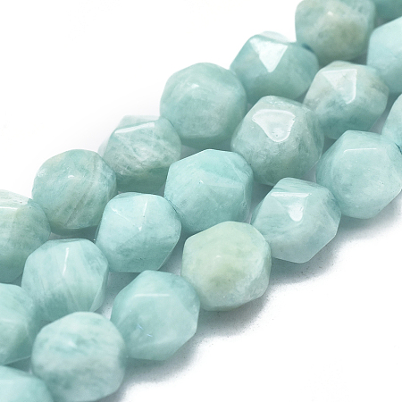 ARRICRAFT Natural Amazonite Beads Strands, Faceted, Round, Star Cut Round Beads, 7~8mm, Hole: 1mm, about 48~54pcs/Strand, 14.5 inches~15.7  inches(37~40cm)