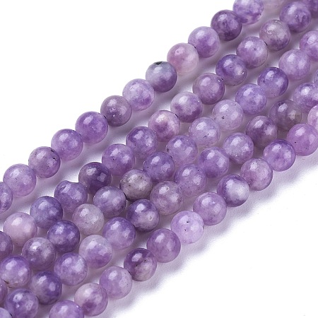 Honeyhandy Natural Lepidolite/Purple Mica Stone Beads Strands, Round, 6.5mm, Hole: 1mm, about 60pcs/Strand, 15.28 inch(38.8cm)