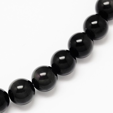 Honeyhandy Grade AA Natural Obsidian Round Beads Strands, 10mm, Hole: 1mm, about 38pcs/strand, 15.7 inch