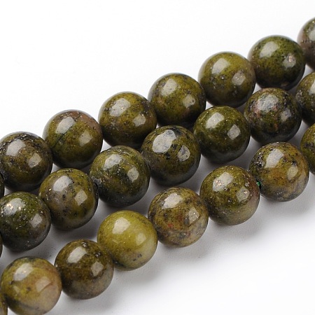 Honeyhandy Natural Epidote Round Beads Strands, 8mm, Hole: 1mm, about 46~48pcs/strand, 15.74 inch