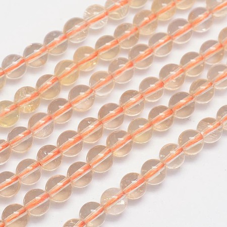 ARRICRAFT Natural Citrine Round Bead Strands, 6mm, Hole: 1mm, about 66pcs/strand, 15.5 inches