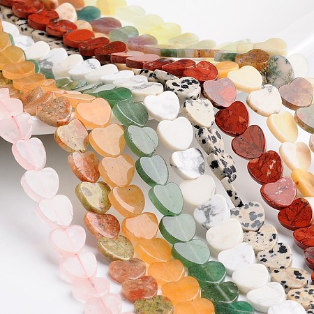 ARRICRAFT Heart Natural & Synthetic Mixed Gemstone Bead Strands, 6x6x2mm, Hole: 1mm, about 72pcs/strand, 15.74 inch