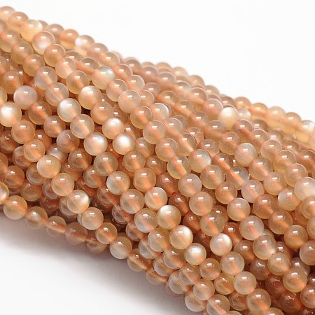 Honeyhandy Natural Moonstone Beads Strands, Grade AA, Round, 4mm, Hole: 1mm, about 99pcs/strand, 15.74 inch