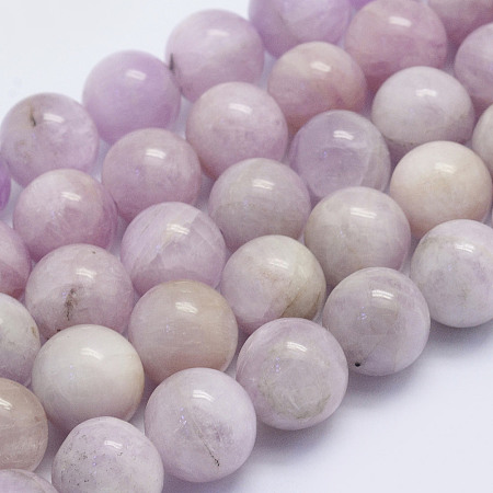 Honeyhandy Natural Kunzite Beads Strands, Spodumene Beads, Round, Grade AB, 10mm, Hole: 1mm, about 39pcs/strand, 15.3 inch(39cm)
