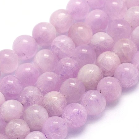NBEADS 1 Strand 64pcs Grade A+ Natural Kunzite Precious Gemstone Loose Beads, 6~6.5mm Round Smooth Charm Beads for Jewelry Making, 1 Strand 15.5
