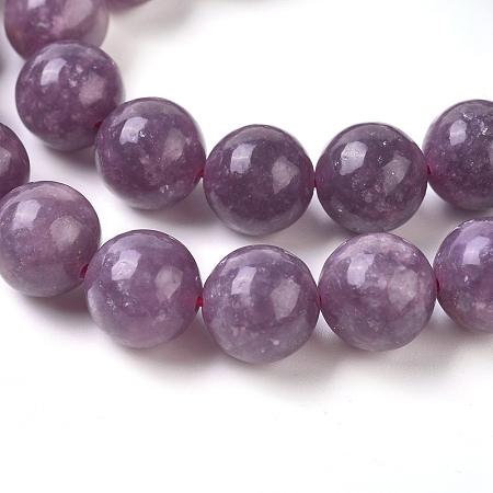 Honeyhandy Natural Lepidolite/Purple Mica Stone Beads Strands, Round, 10mm, Hole: 1mm, about 39pcs/Strand, 15.55 inch(39.5cm)