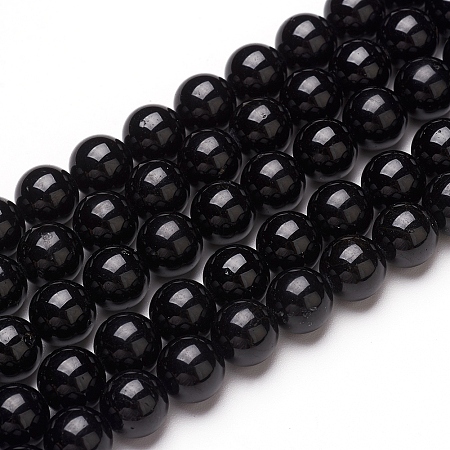 Honeyhandy Natural Black Tourmaline Beads Strands, Round, 8mm, Hole: 0.8mm, about 47pcs/strand, 15.55 inch(39.5cm)